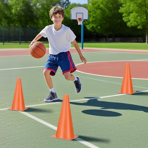 12 Inch Durable Cones,12pcs Versatile Plastic Traffic Cones and Soccer Cones for Sports Training,Agility Drills,Parking Safety,Basketball Training,Football Training. - color: orange