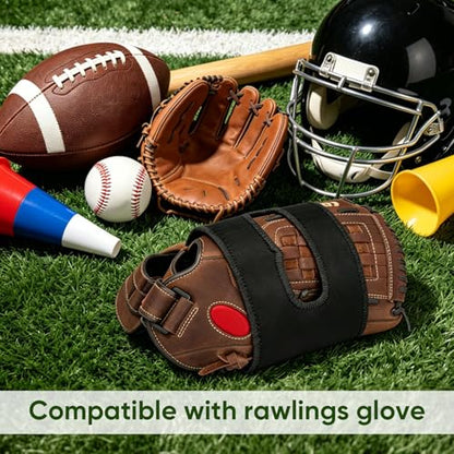 Glove Wrap Compatible with Rawlings, Baseball Glove Wrap Band with Velcro, Adjustable Baseball Glove Wrist Tightener, Elastic Strap for Pocket Shape, Fits Players of All Ages