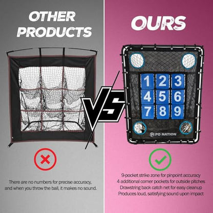 Baseball Pitching Net with Strike Zone Target for Training | Pitchers Practice Net for Baseball & Softball Throwing Net Rebounder - style: Blue