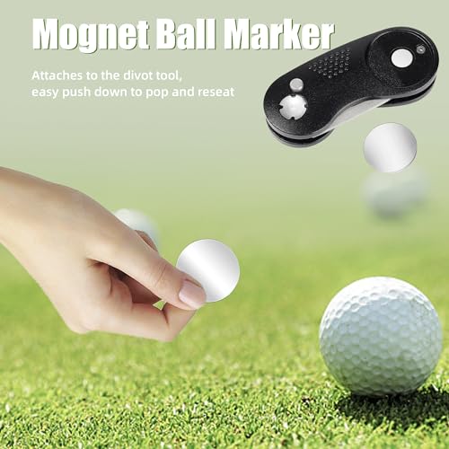 Mile High Life Golf Divot Repair Tool, All Metal Foldable Divot Tool with Pop-up Button & Magnetic Ball Marker - color: Black Curve