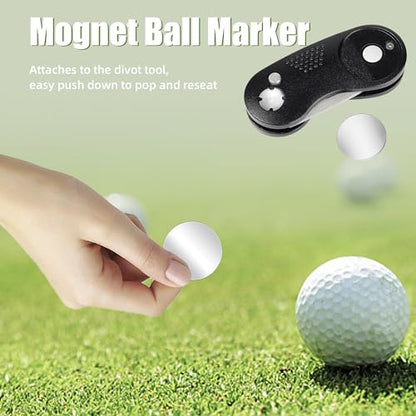 Mile High Life Golf Divot Repair Tool, All Metal Foldable Divot Tool with Pop-up Button & Magnetic Ball Marker - color: Black Curve