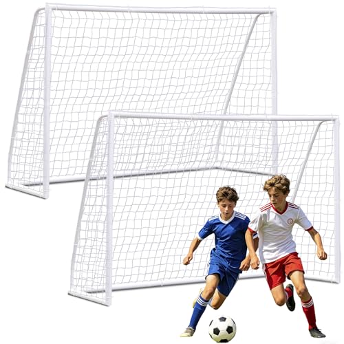ZENY Portable Soccer Goal for Backyard,12x6 / 10x6.5 / 8x5 / 6x4 ft Kids Adults Soccer Net and Frame for Home Backyard Practice Training Goals, Soccer Training Equipment - style: 8 x 5 FT - 2 Pack