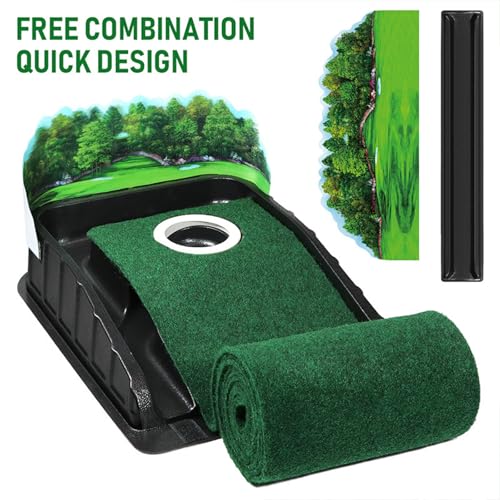 Authentic Golf Putting Practice Mat Automatic Ball Return and Direction Line for Real Green Feel Indoor Outdoor Training Automatic Balls Return Putting Practice Mat