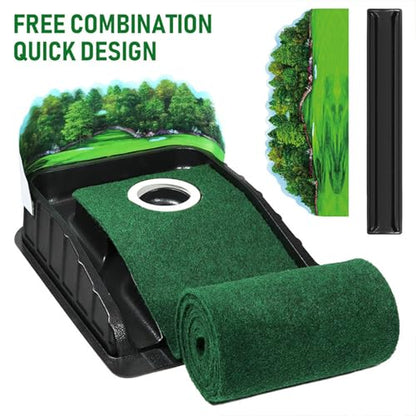 Authentic Golf Putting Practice Mat Automatic Ball Return and Direction Line for Real Green Feel Indoor Outdoor Training Automatic Balls Return Putting Practice Mat