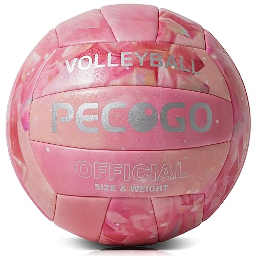 Volleyball Size 5 PU Leather Soft Indoor Outdoor Volleyballs Sports Training Game Play Ball for Beginner, Teenager, Adult, 8.2 - color: Pink