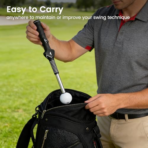 Retractable Golf Swing Training Aid, Telescopic Club Indoor & Outdoor Practice Warm-Up Golf Swing Trainer -Strength & Tempo Training for Golfer Beginner Men Woman Golf Gift