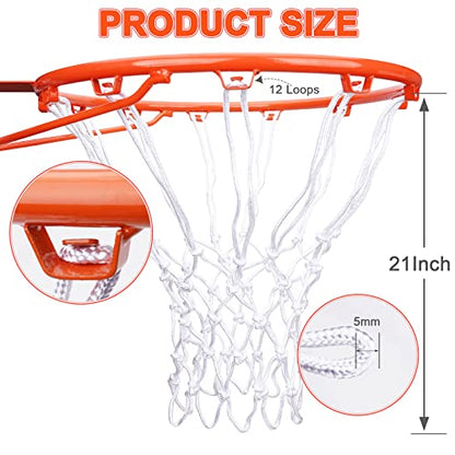 Professional Basketball Net Replacement Heavy Duty, Durable Basketball Nets in All Weather Anti Whip, Fits Standard Indoor Outdoor Rims 12 Loops (White)