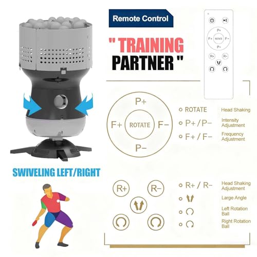 Ping Pong Machine, Automatic Table Tennis Robot for Home Use – Lightweight 1.7kg Portable Trainer with Dual Spin Mode & Remote