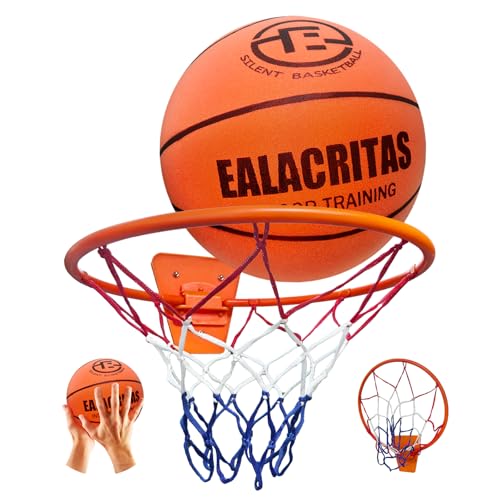 Silent Basketball(Size 7) + Indoor Basketball Hoop, Noise-Absorbing Foam for Indoor Dribbling and Shooting Practice (No Decorative Stickers)