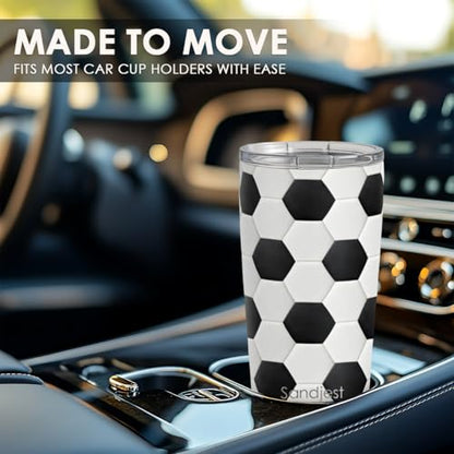 Soccer Tumbler 20oz Stainless Steel Insulated, Travel Coffee Cup, Sport Tumblers Gifts for Soccer Lovers, Men Women, Coach, Birthday, Christmas - color: Soccer