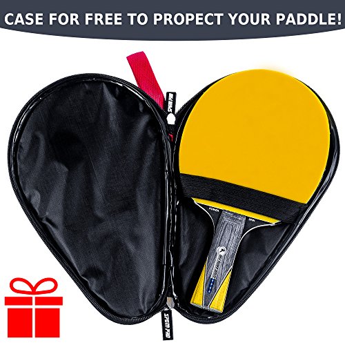 Ping Pong Paddle with Killer Spin + Case for Free - Professional Table Tennis Racket for Beginner and Advanced Players - Improve Your Ping Pong Skills with JT Ping Pong Paddle Set - color: Yellow
