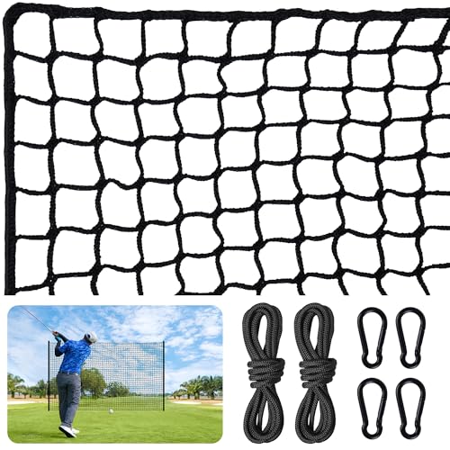 Nylon Golf Net 10-50ft - Practice Hitting Net With Rope and Carabiners, Durable Weatherproof Barrier for Baseball, Hockey, Soccer - size: Black 10x10ft