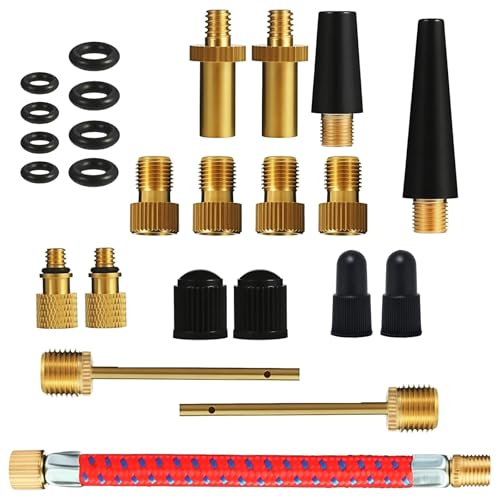 Valve Adaptor Tools, 25PCS Brass Bike Pump Adaptters,Ball Pump Needle, Balloon Inflatable Toys Nozzle Inflator Adapter, Air Pump Accessories for Standard Pump or Air Compressor (25)