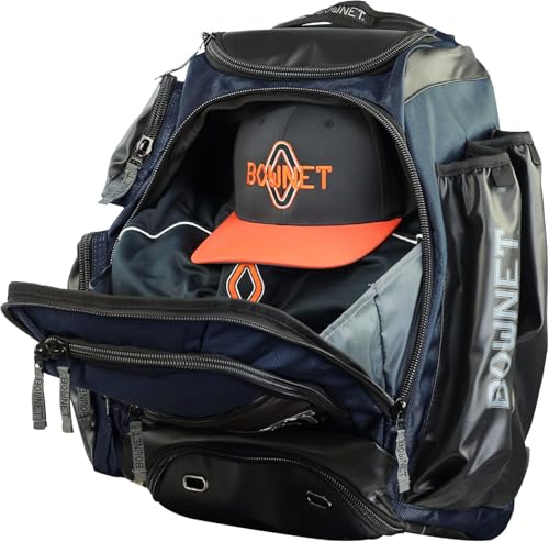 Bownet Commando Coaches Bat Bag – Baseball & Softball Backpack with Fungo Holder, 15.5” Laptop & Tablet Pocket, Large Gear Storage, Padded Straps, Youth & Adult, Navy Blue - color: Navy Blue