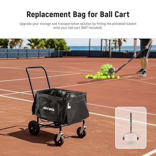 NEEWER Tennis Ball Hopper, Pickleball Retriever Collector Basket Cart Holder Tennis Court Equipment Accessory for Training Teaching - style: Tb01b Bag