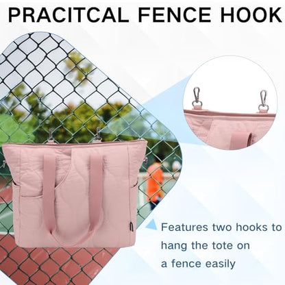 VASCHY Pickleball Tote Bags For Women With Fence Hook, Quilted Puffer Pickleball Paddle Holder Case Gym/Sports Tote