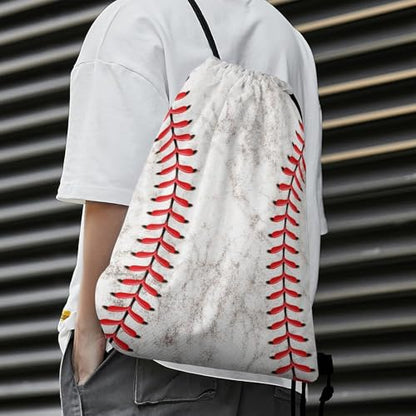 Baseball Drawstring Backpack - Cute Cinch Sack, String Backpacks for Kids Women Men Boys Girls for Gym Outdoor Sports Travel Athletic Drawstring Bag - Lightweight/Foldable