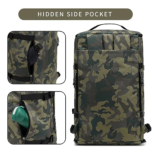 Floral gym duffel bag backpack, fashion wrestling bag,with shoe compartment, 4 kinds of back method waterproof travel sports walking laptop Lightweight (A-Camouflage) - color: A-Camouflage