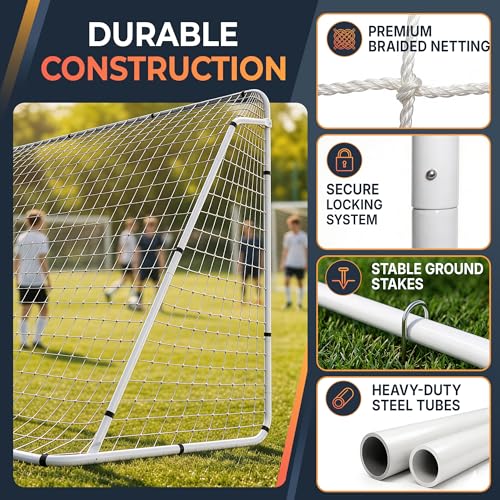 ZENY Portable Soccer Goal for Backyard,12x6 / 10x6.5 / 8x5 / 6x4 ft Kids Adults Soccer Net and Frame for Home Backyard Practice Training Goals, Soccer Training Equipment - style: 12 x 6 FT