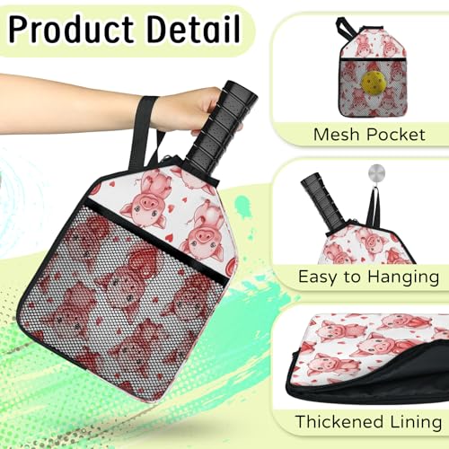 Pickleball Paddle Cover with Pockets and Handle Strap, Racket Sleeve and Ball Holder Organizer, 1 Pcs - color: black