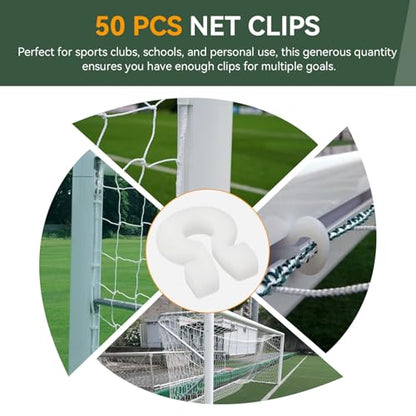 Soccer Net Clips for Goal, Durable Nylon Soccer Goal Net Clips, Soccer Goal Clips Fit for Most Goal Net Systems Games Playgrounds, Football Net Clips for Soccer Net Accessories 50 PCS
