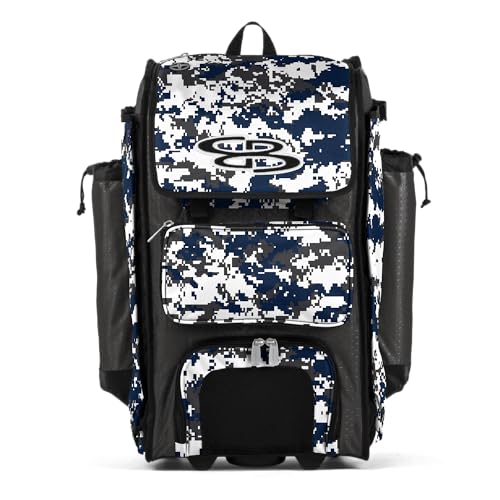 Boombah Rolling Catchers Superpack Baseball/Softball Gear Bag Digital Camo - 23-1/2" x 13-1/2" x 9-1/2" - Multiple Colors - Telescopic Handle and Holds 4 Bats - Wheeled Version - color: Charcoal/Navy_C23