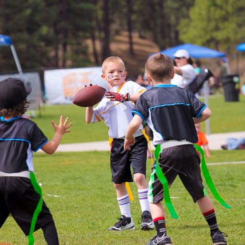 Sintege 14/28 Player Flag Football Belt Set, Adjustable Football Flag and Belts Gifts for Youth Adults Sports Training Event - color: Green