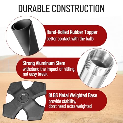 Pro Hitting Tee - Premium Batting Tee for Baseball/Softball with Weighted Base,Flexible Rubber Top, Aluminum Baseball Tee, Easy Adjust Height 24"-46" Softball Tee For All Age & Skill Level Players