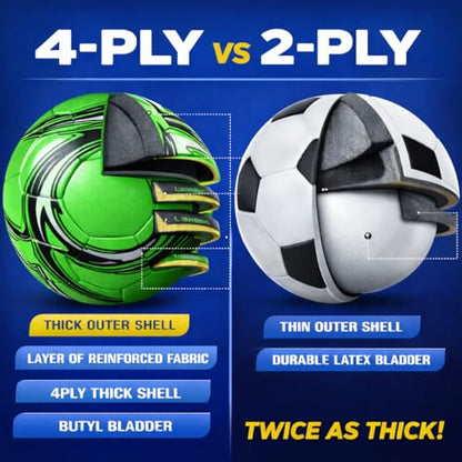 Western Star Soccer Ball Helix- Size 3 4 5 - Official Match Grade Soccer Balls - Attractive and Durable Design