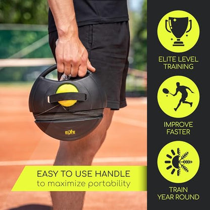 Tennis Rebound Ball Set | Solo Practice Rebounder, No Filling Required, Heavy Duty Power Base | 3 Balls with String, Drawstring Bag | Training Equipment for Any Skill Level