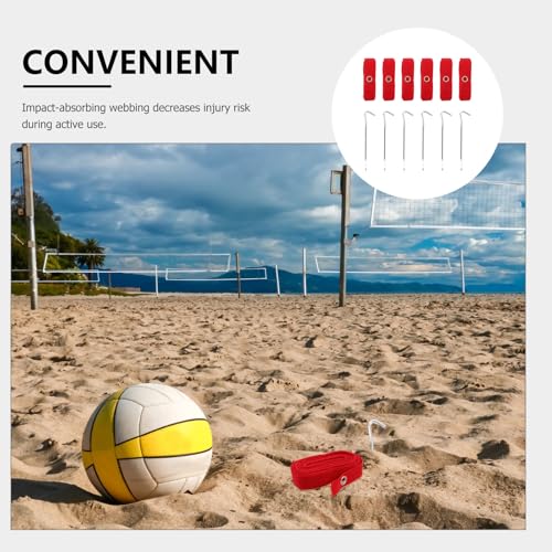 6pcs Beach Volleyball Boundary - 26ft Volleyball Court Line Webbing & Ground Anchors for Sand Courts, Outdoor Training, Tournaments, Backyard Games
