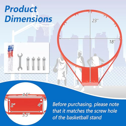 Goplus 18’’/15’’ Replacement Basketball Rim, Wall Door Mounted Basketball Hoop with All Weather Net, Indoor Outdoor Hanging Basketball Rim Goal Outside