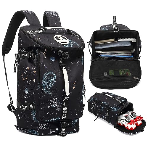 Floral gym duffel bag backpack, fashion wrestling bag,with shoe compartment, 4 kinds of back method waterproof travel sports walking laptop Lightweight（A-Starry Sky） - color: A-Starry Sky