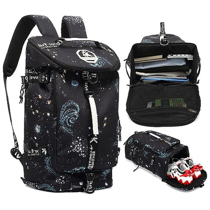 Floral gym duffel bag backpack, fashion wrestling bag,with shoe compartment, 4 kinds of back method waterproof travel sports walking laptop Lightweight（A-Starry Sky） - color: A-Starry Sky
