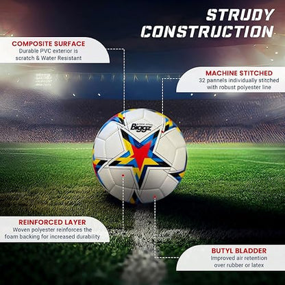 Biggz High Tech Mould Starz Soccer Ball Size 5 with Hand Pump