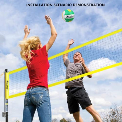 Heavy Duty Volleyball Net Outdoor with Steel Anti-Sag System, Adjustable Aluminum Poles, Professional Volleyball Nets Set for Backyard and Beach, Volleyball and Carrying Bag - color: Yellow