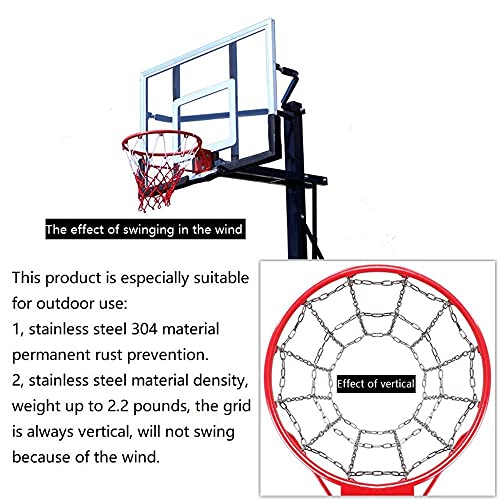 Dakzhou Basketball net, Metal Chain Net Braided Permanent Rust Proof (12 Links), Quick Installation - color: silver