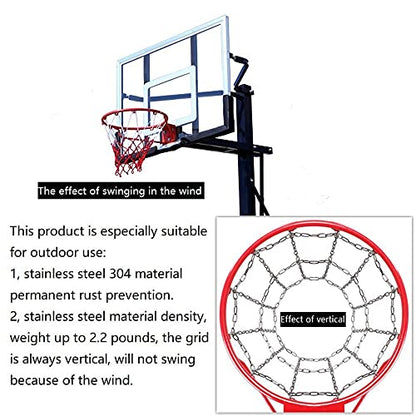 Dakzhou Basketball net, Metal Chain Net Braided Permanent Rust Proof (12 Links), Quick Installation - color: silver