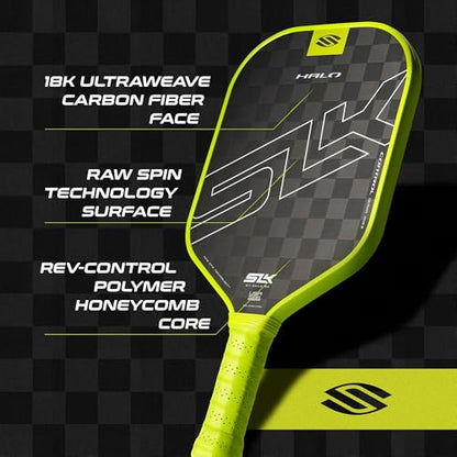 Selkirk Sport SLK Halo Raw Carbon Fiber Pickleball Paddle | Power, Pro and Control Pickleball Paddles | T700, 18K Ultraweave, Aramid Fiber LinkWeave | Designed & Controlled in USA - color: Control | Green | 2025, size: Max (All - Around Paddle)
