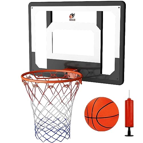 CYFIE Wall Mount Large Basketball Hoop with Door Hooks, 32" x 23" Backboard, Ball and Rim, Outdoor lndoor Basketball Hoops Games Set for Youth Adults Kids Gifts