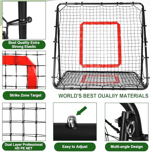 BaseGoal Baseball and Softball Rebounder Net,Baseball Rebounder,Volleyball Rebounder,Pitch Back Net,Multi-Sport Training Rebound Screen,with Pitching Target,Easy Adjustable Angles - size: 47x47 IN, style: Black