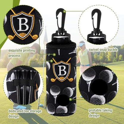 Liliful 12 Pcs Golf Accessories Kit, Include Golf Ball Bag with Hook Towel Tees Magnetic Ball Marker Divot Tool Cleaner Brush for Women Man Gifts(Initial B,Black)