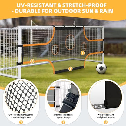 MR Soccer Goal Target Sheet, Field Net, Professional Shooting Practice Aid - size: 16'x7'