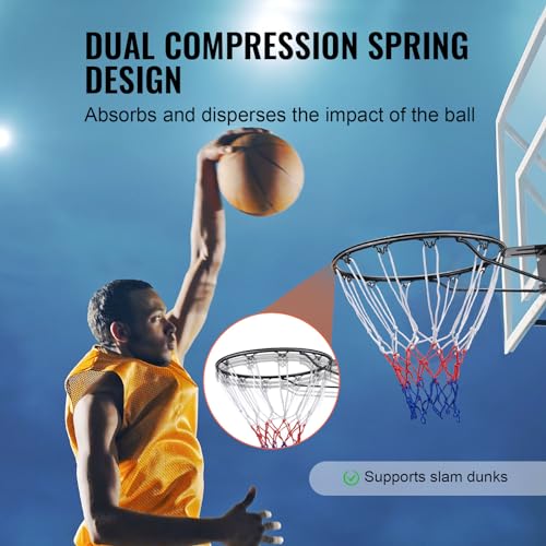 VEVOR Basketball Hoop, 44 54 Inchs PC Backboard Wall Mounted, Basketball Portable Hoop & Goal, Indoor & Outdoor with Hand-Crank Adjustment, Classic Basketball Court, Teens, Adults, Schools, Parks