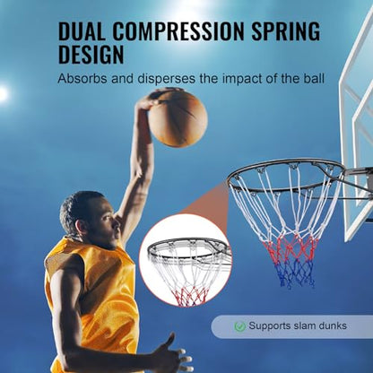 VEVOR Basketball Hoop, 44 54 Inchs PC Backboard Wall Mounted, Basketball Portable Hoop & Goal, Indoor & Outdoor with Hand-Crank Adjustment, Classic Basketball Court, Teens, Adults, Schools, Parks