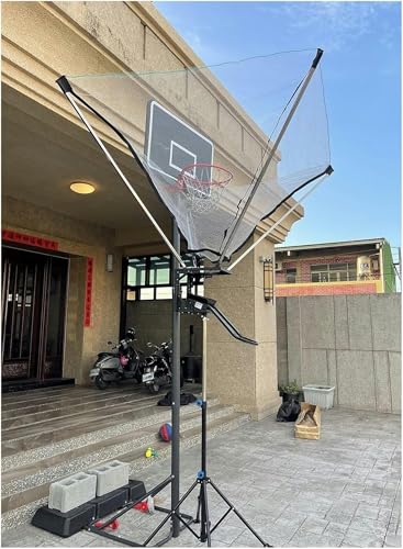Upright Foldable Basketball Shooting Machine Basketball Return System, Easy to Carry, Portable Basketball Hoop Return Attachment, Adjustable Height