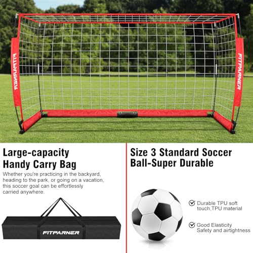 8x6ft,12x6ft Soccer Goals for Backyard,Portable Soccer Goal Training Equipment,Collapsible Metal Base Soccer Net Set,1 Goal +1 Soccer Ball + 6 Cones + 1 Ball Pump + 1 Carry Bag