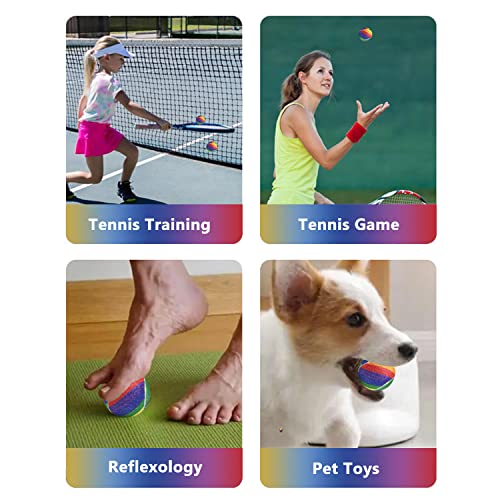 URBEST Tennis Ball 12 Packs Training Tennis Balls Practice Balls for Novice Player, Pet Dog Playing Balls with Mesh Carry Bag - color: Rainbow