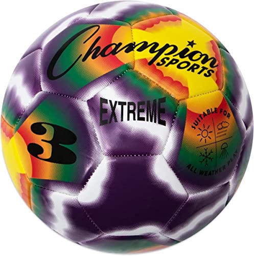 Champion Sports Extreme Tie-Dye Soccer Ball – Durable All-Weather Soccer Ball for Kids, Youth & Adults – Sizes 3, 4, 5 - size: Size 3