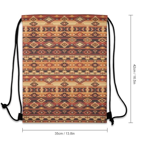 Sports Drawstring Bag Gym Sackpack Waterproof String Backpack for Running Training Fitness Men Women Unisex, Native Southwestern Design Tan Gray Brown American Bags - color: Picture (513)